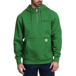 JOHN DEERE MEN'S LARGE 1/4 ZIP HOODIE SWEATSHIRT EMBROIDERED LOGO NWT